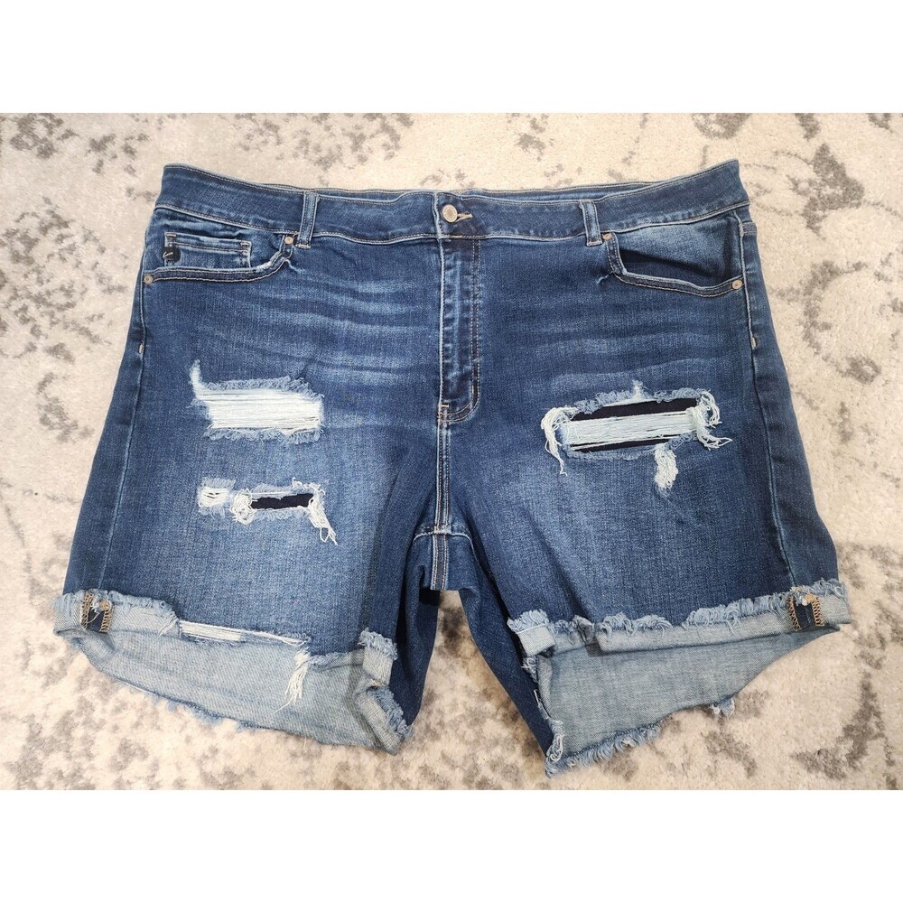 Kancan jean shorts womens 24 distressed frayed Rolled Raw Hem